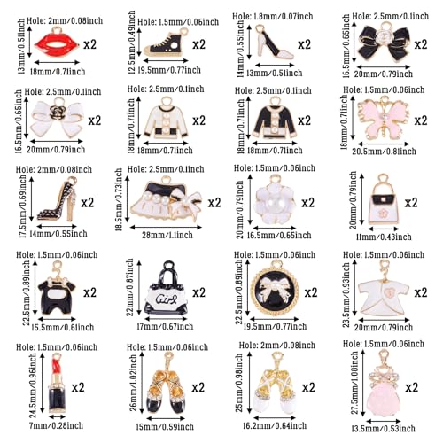 20 Styles Legering Emaill Charms Vrouwen Thema Dangle Charm Lipstick handtas hangers hoge hakken jurk meisjes hanger voor DIY oorbellen ketting sieraden maken, Emaill 4