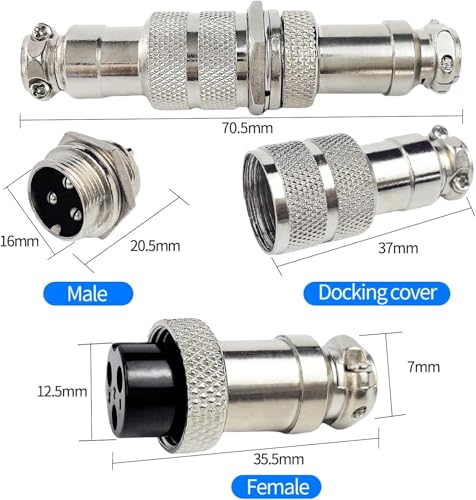 2st GX16 3Pin Aviation Socket, Lasen, 16mm Metalen panelen Mannelijke vrouw trekken op plug (GX16 3Pin)