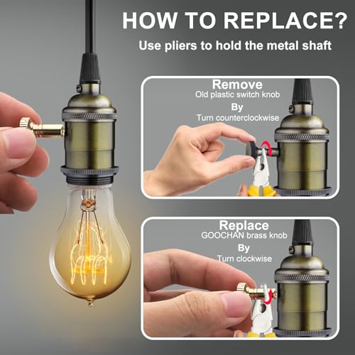 10Pcs Lampenschakelaar Knob, zilveren en gouden metalen vervanging voor aan/uit schakelaar voor lampen passend knop voor vloerlampen Tafellampen 5