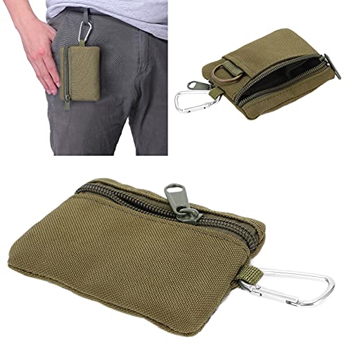 Molle Pouch Klein, Buiten Holster Militair Molle Wallet, Mini Draagbaar Key Card Case EDC Pouch Bag Portemonnee met Carabiner (Vegetabel) 3