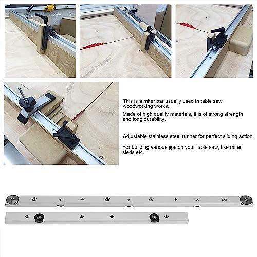 Miter Bar Slider, 2st 300mm Table Saw with Bar Slotted Miter Rail T-Rail Aluminium Legering voor Router Table Circulaire Zagen Miter Carpenter DIY Houtbewerkingsgereedschap (2 x 300) 5
