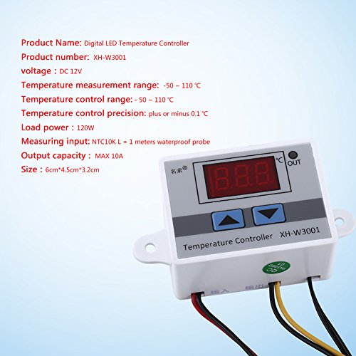 12V digitale thermostaatregeling, temperatuurregelaarschakelaar met sonde (-50~110°C) 4