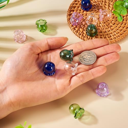 Bloem Glazen Kralen Cone 6 Kleuren Multi Petals Bloem End Caps Spacer Kralen Wind Chime Kralen Bluebell Vorm voor DIY Wind Chime Oorbellen Ketting maken, 10 stuks 5