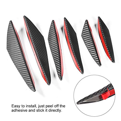 Splittervinnen, 6 stuks Carbon Fiber Texture Car Front Bumper Lip Splitter Fin Canard Splitter Diffuser Valence Body Spoiler Kit 3