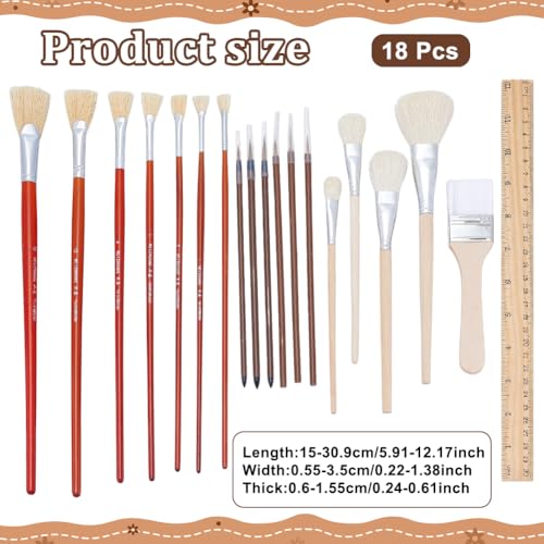 18 Stks Verf Borstelset, Wollen Kunst Borstel Gereedschap Aardewerk Glazuur Borstels Set Keramische Borstels Set voor Aardewerk Olie Acryl Aquarel Creatie