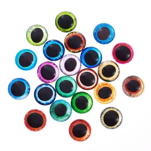 50 st Eyeglass Cabochons 20mm Half Ronde Gemengde Kleur Domes Dierenogen Flat Terug Cameo Hanger voor Clay Poll Making Jewelry Scrapbooking Halloween Decoratie Accessoire Craft