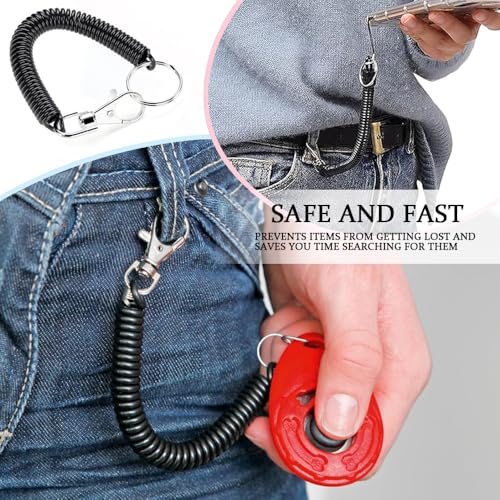 12 stuks Stretch Spiraalsleutelhanger, kleurrijke sleutelhanger Plastic sleutelhanger Intrekbare veren Keychains met lobster sluiting, Spring Key Holder voor school, werk, mobiel, Multicolour, S 5