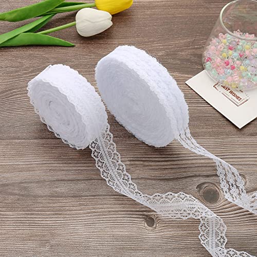 Lace Ribbon 50m Vintage White Lace Trim voor Naaien, Bruiloft Tafel Decoratie, Ambachten, Cadeau Lint, Kraft Papier (2 Types) 4