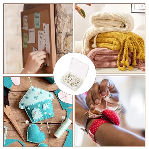 200 stuks kopspelden, Witte Roestvrij stalen pennen Witte rechte hoofdnaalden, Lange Lapel Pins, Stof Naalden voor ambachten, Naaien, DIY, vouwen ambacht (4cm) 5