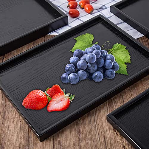 Solid Wood Bowls Vierkante Decoratie Rechthoek Handgemaakte Premium platen Natuurlijke houten tray voor het dienen van Barbecue partijen Zwart(30 * 24cm) 5