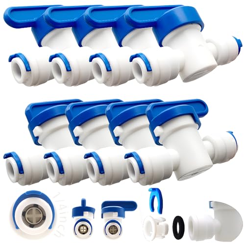 8 stuks ventielkranen, RO-waterfilter, 6,35mm (1/4") Pushfit Straight Plug voor waterpijp, pers, koelslang