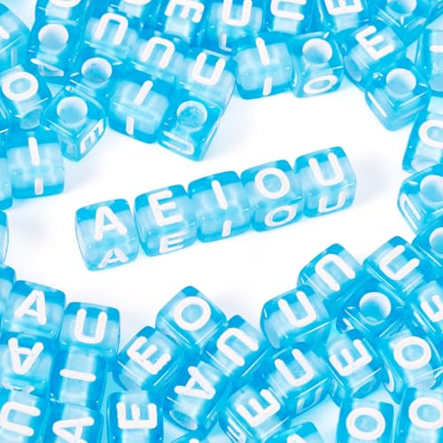 100 st Acryl Kubus Letter Kralen 7mm Transparant Cornflower Blauw Vierkante Klinker Alfabet Pony Kralen voor DIY armband ketting sieraden ambachten maken