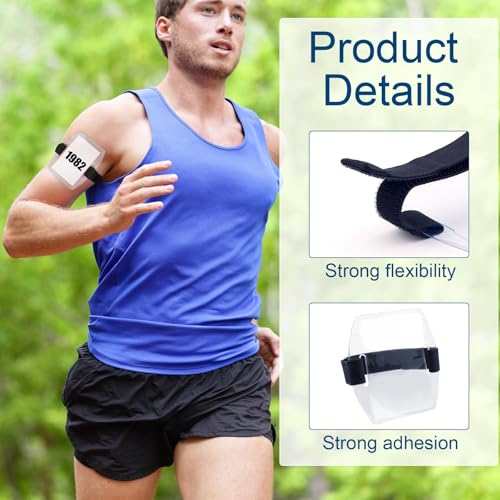8 st Arm Badge Houders, Universele en Waterdichte Arm ID-kaarthouder met zwarte verstelbare elastische Band Ski Pass Armband Badge Sterke Adhesie voor Office Personeel Studenten(Transparant) 3