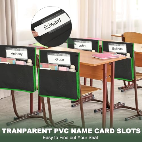 Groene Stoelzakken voor Klaslokaal Lengte 16.5 "Breedte 15.4" Zetelzakken met Lege Naam Slot, 6 PCs 5