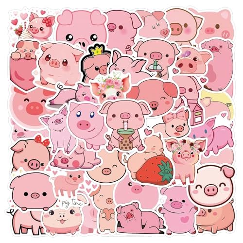 Pig Stickers voor tieners en volwassenen, 50 stuks, Vinyl Sticker Set, Auto, Motorfiets, Fiets, Skateboard, Snowboard, Bagage, Laptop, Koffer, Helm, Motorfiets, Computer