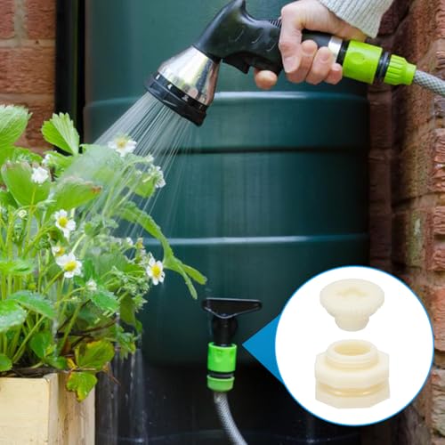 ABS Bulkhead Fitting G 1/2, 2 stuks Dubbele Threaded Bulkhead Water Tank Connector met PVC Seal Pakking voor regenemmer, wasbakken, aquaria, wit 5