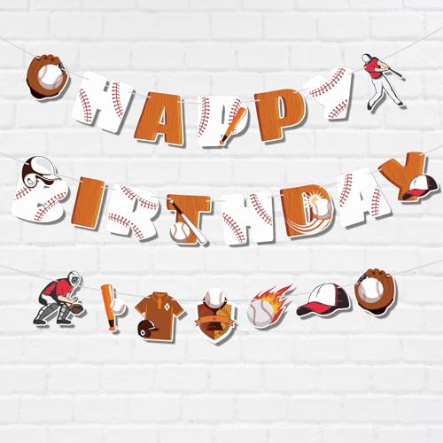 Honkbal Happy Birthday Banner, Sport Thema Feest Decoratie Pre-Assembled Baseball Hangen Garland Banner voor volwassenen en kinderen Sportieve verjaardag partij decoratie benodigdheden
