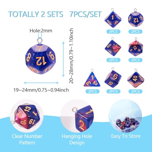 D20 Dice Charms Acryl aantal hangers Facet 20 zijde polyhedral Dobbelstenen Charms Kralen voor doe-het-zelf sieraden Keychain ambachten maken, Hars, Hars 3