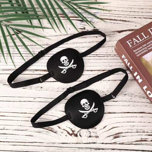 2 stuks Piraatoogmasker, met schedel en kruis Bones Design voor kinderen en volwassenen Verstelbaar Herbruikbare Piraatoogmasker voor Halloween Kleding 3