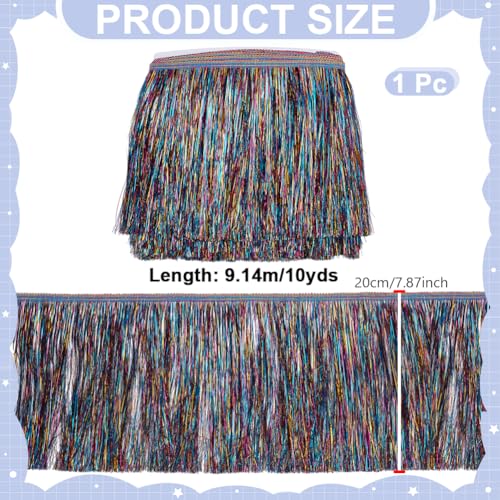 10 Yards klatergoud franje, 20 cm ras klatergoud slinger danskostuum franje trimmen glanzend voor jaardag afstuderen bruiloft doek decor, kleurrijk
