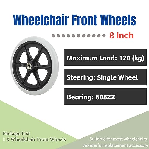 8 Inch Rolstoel Voorwielen, Gehandicapten anti-slip TPR Wielen Rolstoel Accessoire Roll Rollers, Rolstoel Scooter Wielen 5