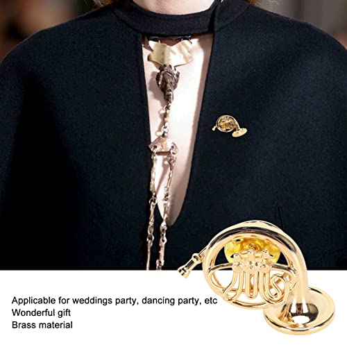 Musical Instrument Brooch Pin, Goud Miniatuur Franse Hoorn Shape Lapel Pin, Mini Koper Muziekinstrument Brooch met Opbergdoos, Franse Hoorn Brooch, Plastic 4