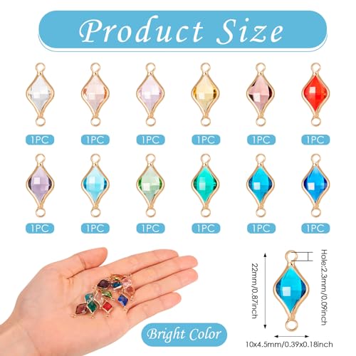 Rhinestone Charms & Links Connectors Geboortesteen Dangle Charms Kralen voor DIY ambachten ketting armband sieraden maken, glas, glas 3