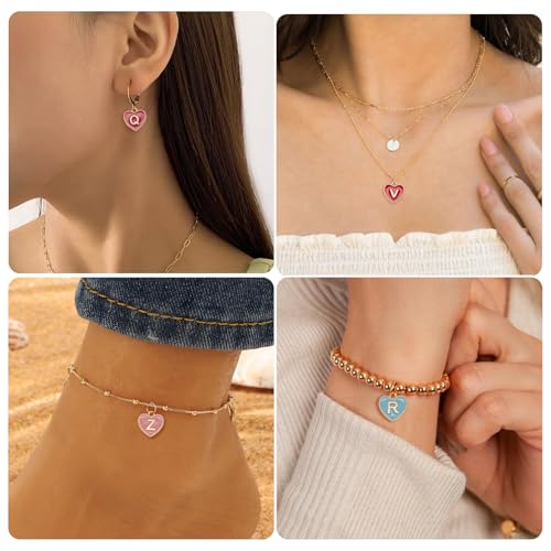 Hart A-Z Letter Charms Alfabet Legering Emaille Hangers voor DIY Ketting sieraden maken 3