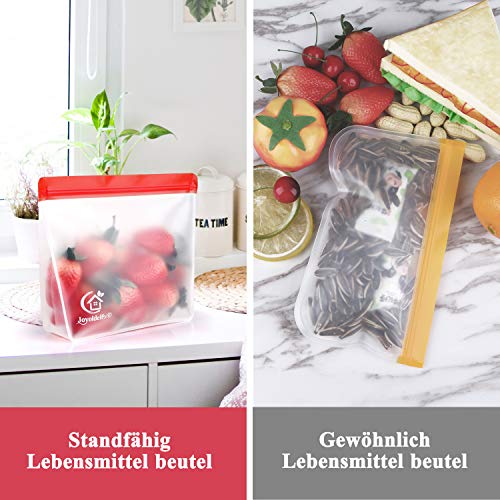 Zip Food Bag met staande bodem ontwerp, herbruikbare groenten en fruit zakken PEVA Opbergzak, Sandwich Bag, Keukentas voor plantaardige melk snacks Vlees, 8 stuks 5