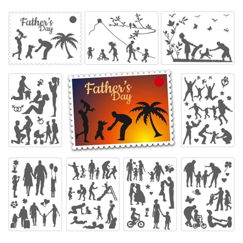 Zee 9PCS Sport Holle Plastic Template A4 Karakter Familie Thema Schilderen Template DIY Album Schilderen set 4