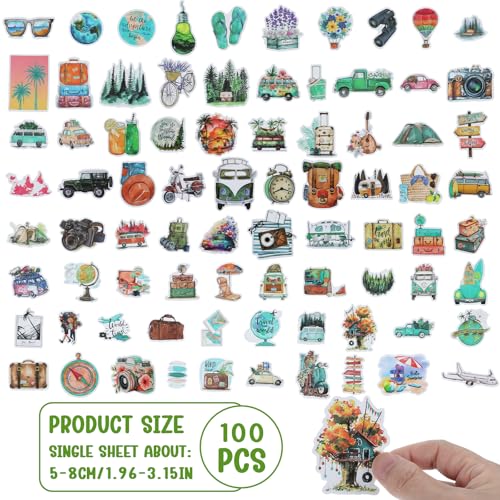 100 stuks Travel Stickers, Outdoor Travel Scrapbooking Stickers, Waterproof Journaling Stickers voor koffer, Skateboard, Laptop, Bagage, Graffiti Teen Boy Girl 4