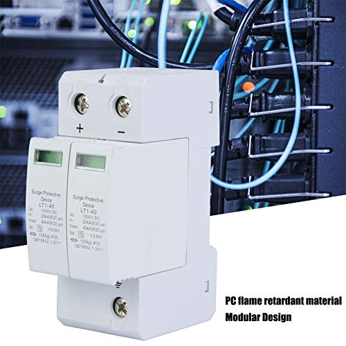 2P 40KA Surge Protector, DC Photovoltaic Lightning Protector, Low Voltage Arrester met Modular Assembly, 36 mm Guide Rail System, 1000 V (2P40KA) 5