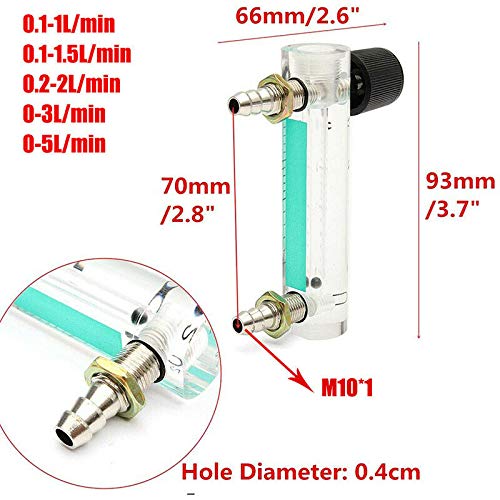 Gereedschapsstroommeter met regelventiel YB-4M Air Flow Meter Gas Regulator voor zuurstof, lucht en gas(0,1-1.5L/min)