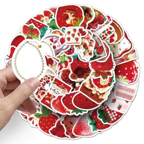 Aardbei Stickers voor tieners Volwassenen 50 stuks Aardbei Vinyl Sticker Set Auto Motorfiets Fiets Skateboard Snowboard Bagage Laptop Koffer Helm Motorfiets Computer 5