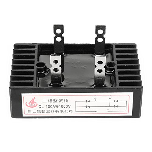 Tweefasige gelijkrichter, 100A 1600V krachtige zwarte 2-fase diode bruggelijkrichter