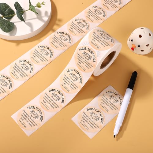 1000 Stuks Datumstickers voor Scharraleieren, 5cm Ronde Zelfklevende Etikken Ongewassen Eierdozen Verpakkingen voor Kleine Bedrijven en Boerenmarkten 3