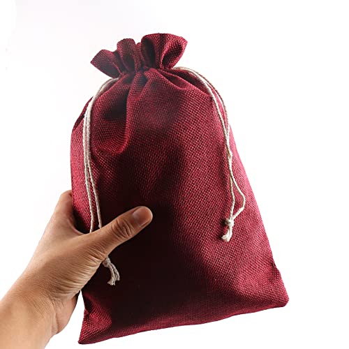 Jute Bags Pack van 12 Advent Calendar Bags Cadeaus 20 x 30 cm voor bruiloft, verloving, Advent Calendar (Rode) 4