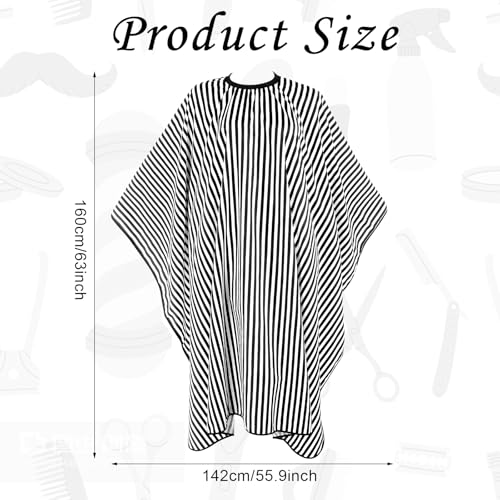 Kapper Cape 160x140cm Barber Cape Barber Cape Barber Accessoires Barber landschap met Press Studs verstelbare nek Barber landschap voor vrouwen mannen kapper zwart en wit strepen, 18, zwart en wit