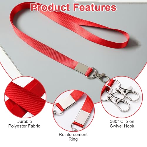 50 stuks lanyard met draibare sluizing, slimmekoord voor kinderen, 45 cm slimmekoord voor kaarten, slimmekoord voor identiteitskaarten, medewerkers, bezoekers (rood) 3