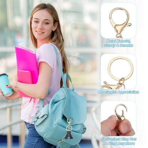 Eerste brief sleutelhanger, Charm voor Alphabet zak sleutelhanger Auto hanger brief en sleutelhanger voor Purse schoudertas rugzak, donkerblauw 3