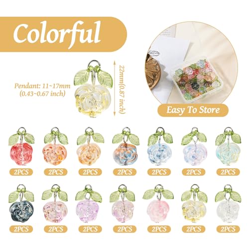 28st Glazen bedeltjes Bloem/Cross/Lotus Seed Pod Dangle Charms Transparant Crystal Lampwork Dangle Charms voor ketting oorbellen sieraden maken 4