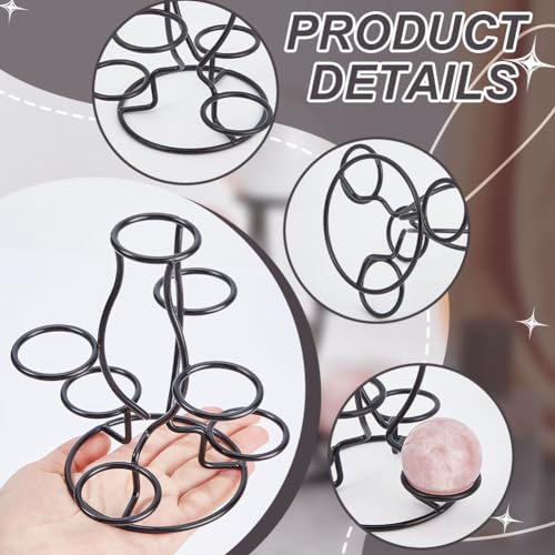 Crystal Ball Houders, 7 eieren Weergave Stand Zwarte ijzer Multi-Sphere Display Houder voor Crystal Ball Bol Bol Bol Home Office Decor Ornament, 12 x 10.5 x 14.2cm 5