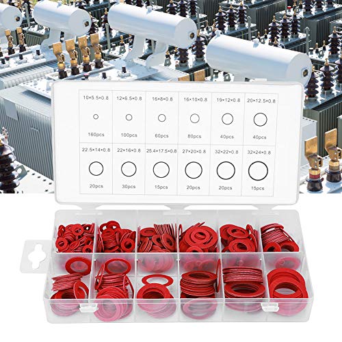 fiber dichtungen sortiment, 600 Stück rote Vulkanfiber-Unterlegscheiben-Dichtung 600st Rood Vulcanized Fiber Gasket Dichtung Steel rundes Insulierpapier rotes Stahlpapier-Sortiment-Kits Paper Sorteren