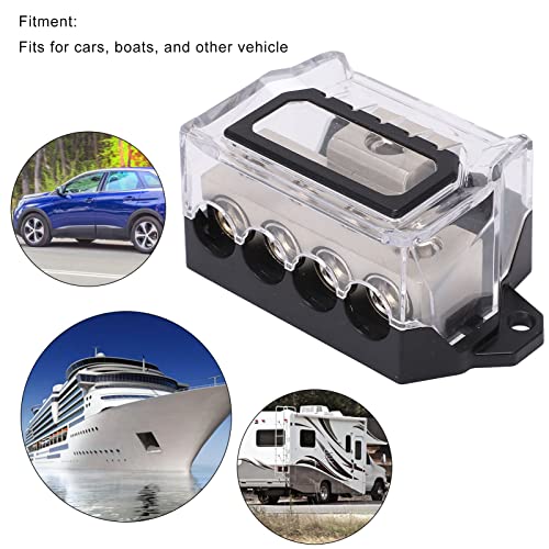 Power Distribution Block, Ground Distribution Blocks 0 Gauge naar 4 Gauge Ground Wire Splitter Audio Distributeur voor auto's boten (Zinc Legering Nickel Plating) 4