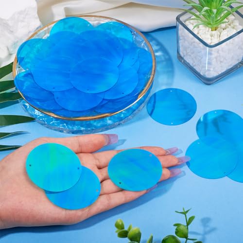 150 st 52mm Grote pailletten PVC Losse pailletten Kunst links met dubbele gaten platte ronde paillette kralen voor borduurwerk Naaien Ambachten sieraden maken, Turquoise 5