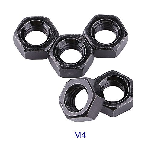 100st DIN934 M2-M5 Écrous Hexagonaux Noir Zink Plaque en Acier au Carbone pour Fixation de la Machine(M4) 4
