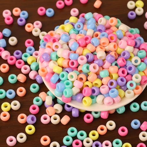 1000st Kleurrijke pony kralen voor String Large Hole 6x8mm Multicolor Pony Kralen voor sieraden, String armbanden Ambachten (Kleur-C)
