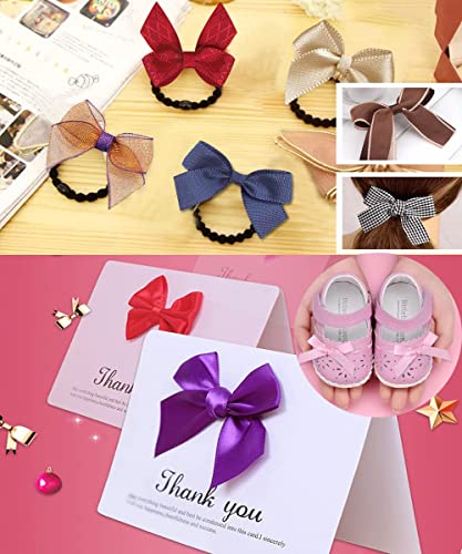 50 stuks 6 x 7 cm satijnen linten, dubbele decoratieve strikjes, kant-en-klare strikjes, cadeaubogen voor doe-het-zelvers, bruiloft, Kerstmis, Valentijnsdag, decoratie, kaarten maken 4