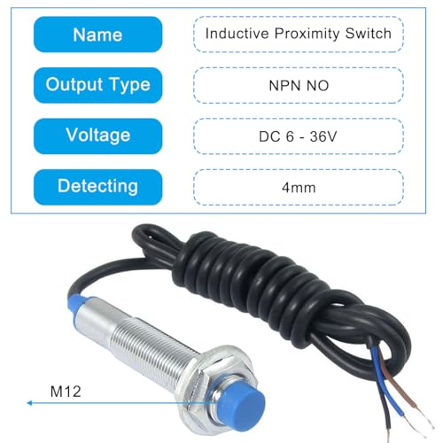 Vlak bij Sensor M12 4mm Detectie Afstand inductieve Vlakheid Switch NPN NO Normaal gesproken Open, 3D Printer LJ12A3-4-Z/BY Sensing DC 6-36V voor MCU, 2 PCS