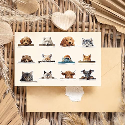 Dieren Katten Honden Sticker Set Stickers Kids Tieners 50 Stuks Dieren Waterdicht Vinyl Stickers Laptop Skateboard Koffer Helm Auto Fiets mobiele telefoon Motorrijwiel Bike Scrapbook Cadeaus 3